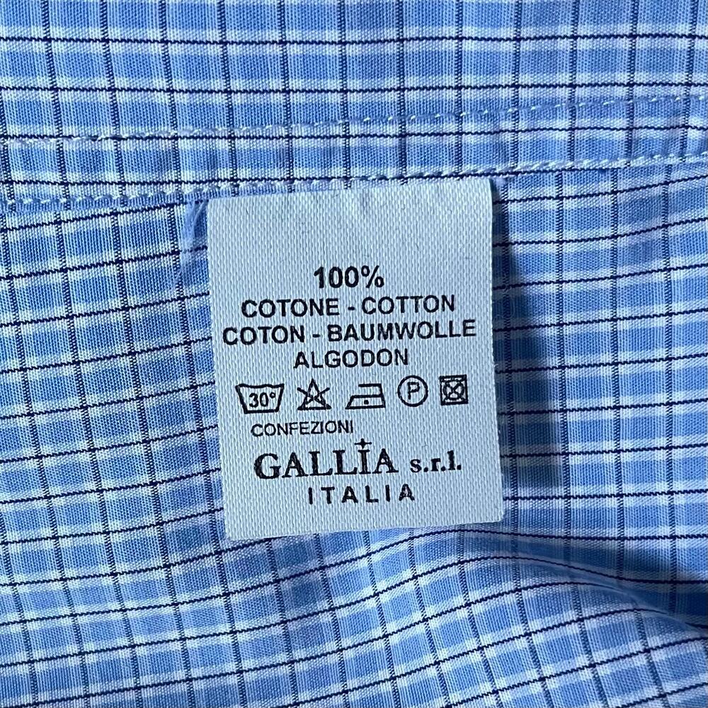 Luciano Moresco Men's Button-Down Dress Shirt Blue Micro Check Cotton Size XL - Picture 4 of 6